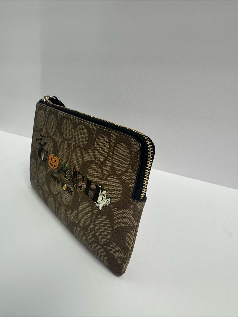 Coach Brown Signature Halloween Graphic Wristlet - Picture 2 of 2